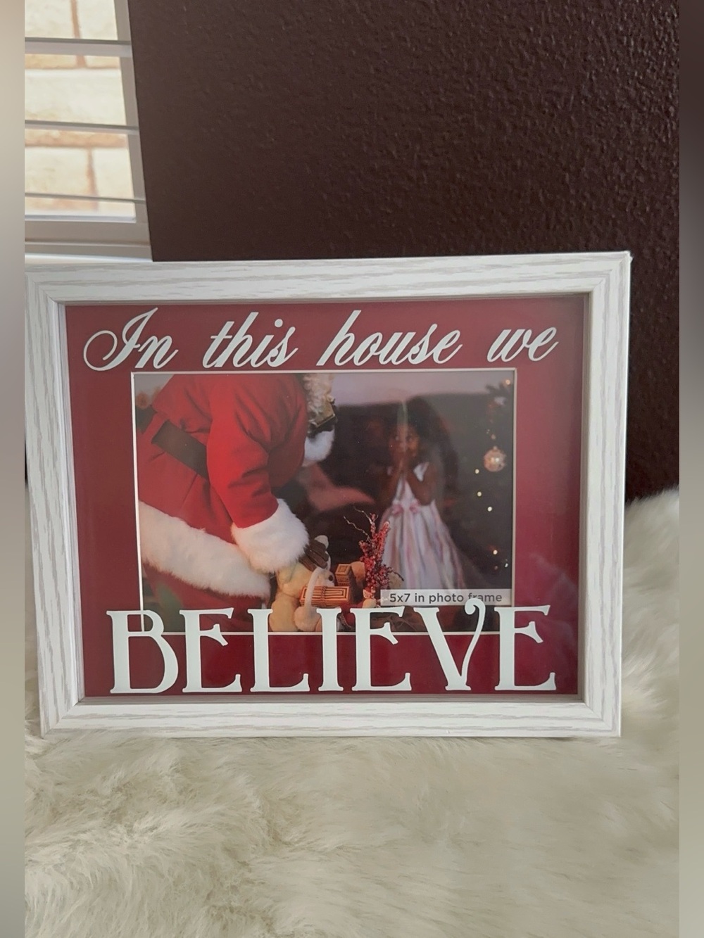 New View• 5x7 Photo Holiday Frame. “In This House We Believe”